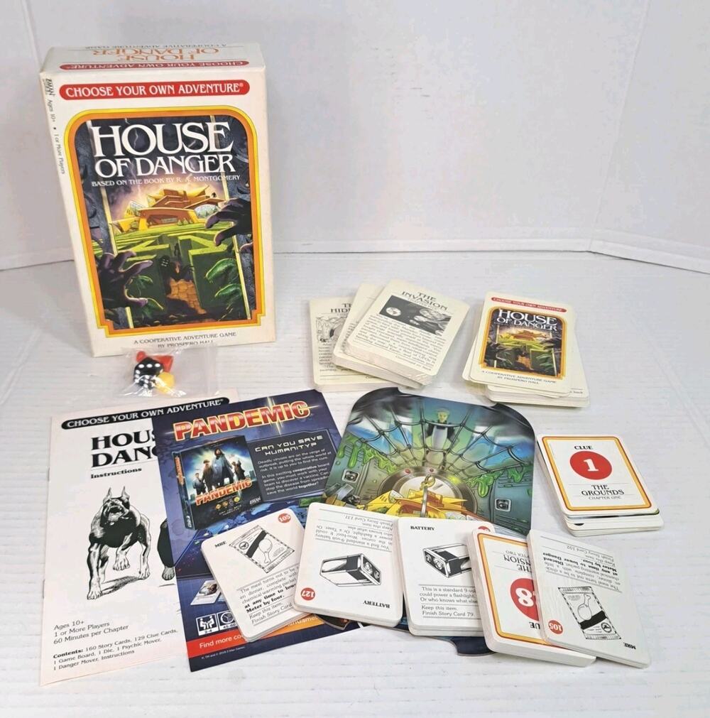 House of Danger Board Game Choose Your Own Adventure Z-Man Games Complete Family
